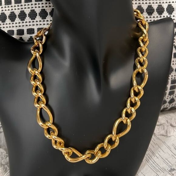 Vintage Erwin‎ Pearl Statement Piece Thick Chunky Chain Link Choker Necklace - Picture 1 of 5